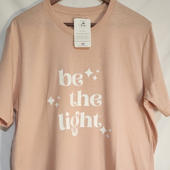 NWT Blonde Ambition Be The Light Graphic Shirt Size Large Balletcore Soft Peach - Picture 1 of 6